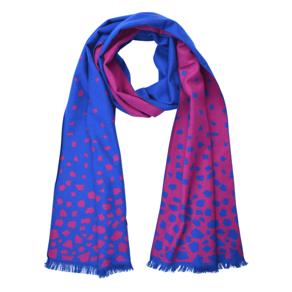 Scarf Shawl 100% Silk Flannel Jacquard Magenta Blue